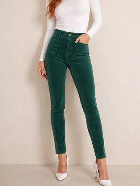 Pilcro Slim Corduroy Jeans in Deep Green